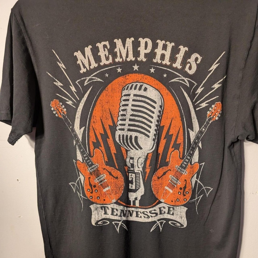 Memphis Tennessee cotton t-shirt with white/orange graphic of a microph